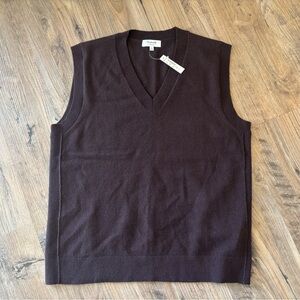 NWT Madewell Cashmere Oversized V-Neck Sweater Vest – Brown, Size S